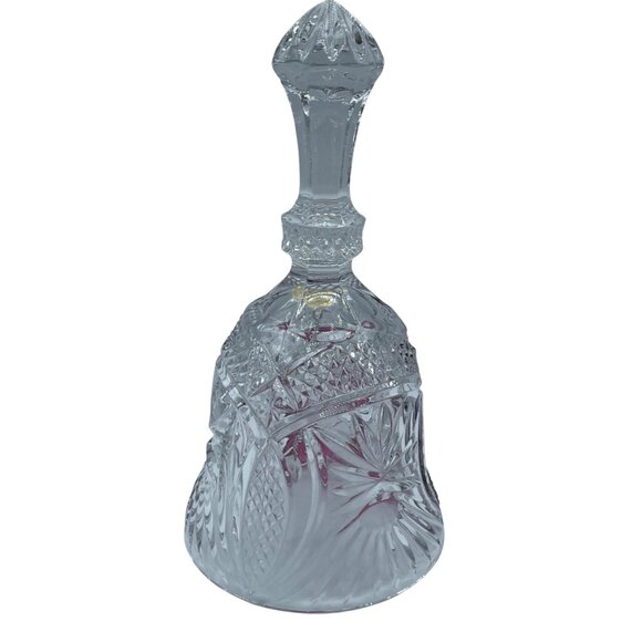 VTG Anna Hutte Bleikristall Clear Red Rose Crystal Bell Etched Floral 7.25" - Picture 3 of 9